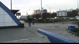 Slut gets pumped on public road