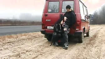 Whore sucks cock on the road