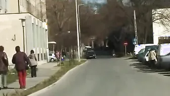 Crazy bitch urinates in public
