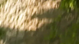 Busty lady pees outdoor