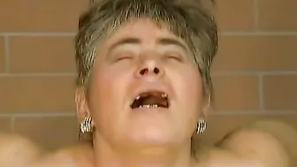 Cumshot with sexy granny