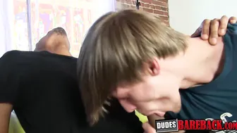 Gay teen moans during hard interracial raw sex session