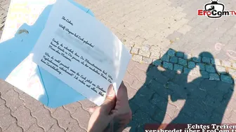 German blonde tattoo fitness slut picked up on street