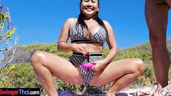 Huge tits Asian MILF slut sucking cocks
