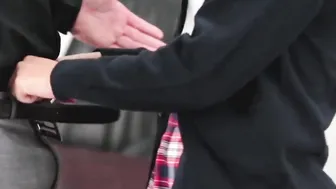 Petite Black Teen's college girl Uniform Gets Dirty With Her Older Boss