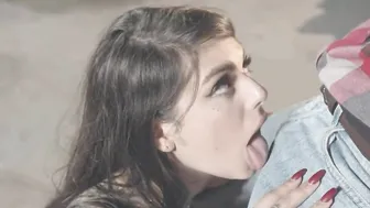 petite cowgirl sucks off a cowboy