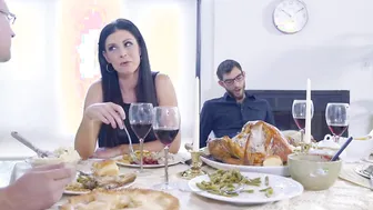 mom fucks son  eats teen creampie for thanksgiving treat