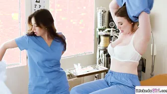 Lesbian doctor scissoring with assistant