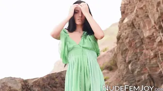Stunning girl with an amazing body slowly caresses herself