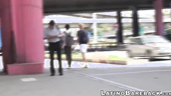 Bare porn video – Young Latino sprays cum while riding big bare cock