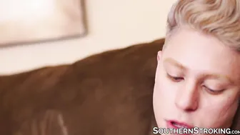 Platinum haired young guy Daniel Hausser masturbating solo