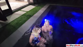 MILF lures stepsons and teen GF into sex