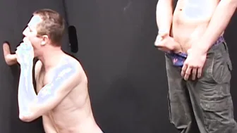 Deviant youngster fucked and fed cum after glory hole blow
