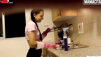 Matilde Ramos deepthroats and rides cock after cleaning