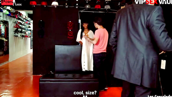 Noe Milk gets fucked by two cocks at her new job