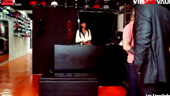 Noe Milk gets fucked by two cocks at her new job