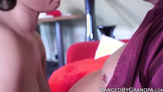 Petite teen with big natural tits pleasures and older man