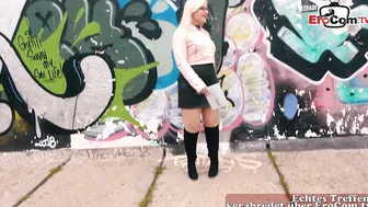 Public flashing real Sexdate with german chubby teen slut