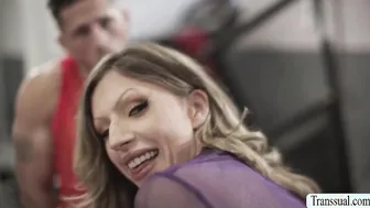 Sexy ladyboy sucks and rides instructor