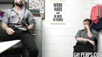 Twink gay Cole Church pleasured by hunk officer Marco Napoli