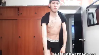Light Skinned porn video – Slim Latino twink solo masturbates in his room