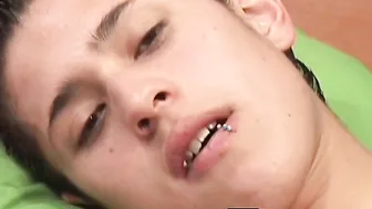Latino twink masturbates and covers his face with his load