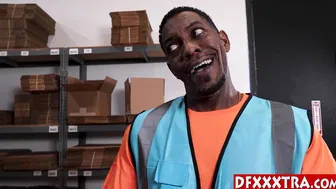 Black guy taking care of the package