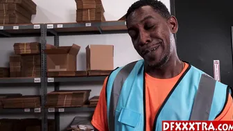 Black guy taking care of the package