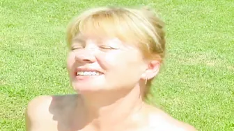 Interrupted porn video – Sunbathing got interrupted when he snuk up behind her