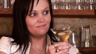 Cock loving waitress loves playing with big toys in the bar
