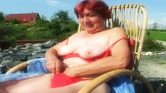 Younger dick is just what this redhead granny needed for relaxing outdoors