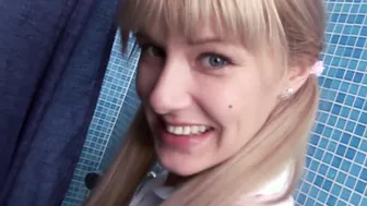 Petite college teen fucked in bathroom