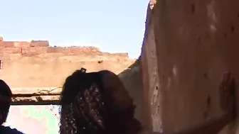 African slut getting her throat fucked