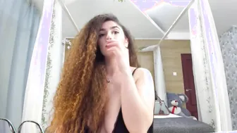 Curly Letitia pulls out her huge saggy titties