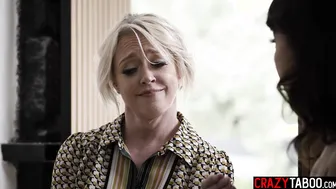 Big tits landlady fucks MILFs husband