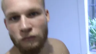 Real amateur jock films his solo masturbation in bathroom
