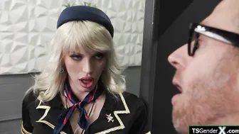TS flight attendant Izzy Wilde bareback