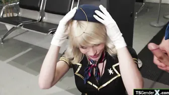 TS flight attendant Izzy Wilde bareback