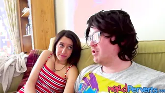 Blue eyed British amateur Susy Blue sucks two hard cocks
