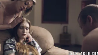 Stepmom and teen double teamed by big dicked studs