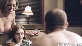 Stepmom and teen double teamed by big dicked studs