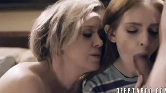 Stepmom and teen double teamed by big dicked studs