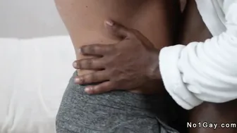Interracial gay roommate sex in hotel room in Las Vegas