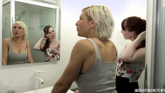Lesbian girls get surprised by big cock