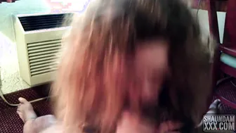 ALL AMERICAN COUGAR MELTING SHAUNDAM KING SIZE CANDY BAR INTO HER MOUTH