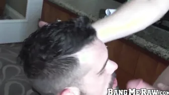 Macho dudes with beards love making out before raw bareback