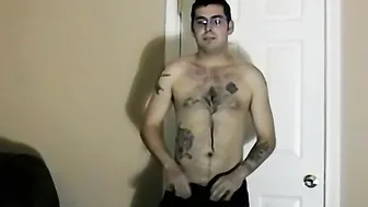 Robbed porn video – Hairy straight Brad jerks off his dick and explodes on cam