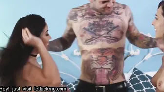 creampie sexy inked schoolgirls threesome fucking with passion