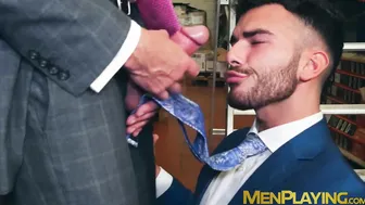 Warehouse porn video – Muscular hunk Leo Rosso rides sexy stud in suit Pol Prince