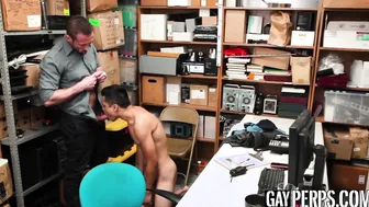 Cute little twink stripped and fucked by hunky guard